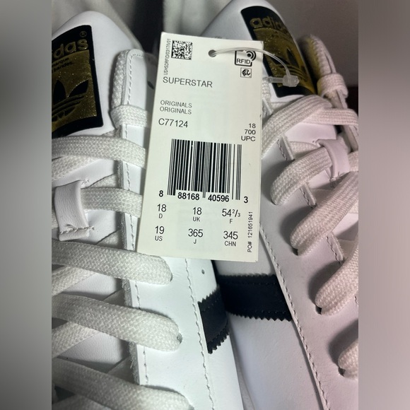 Adidas Men's Superstar Shoes Size 19! White/ Black  Leather Upper Lace up - Picture 7 of 7